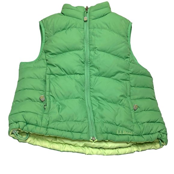 LL BEAN 0BDC9 Green Reversible Goose Down Puffer Vest - Picture 10 of 11